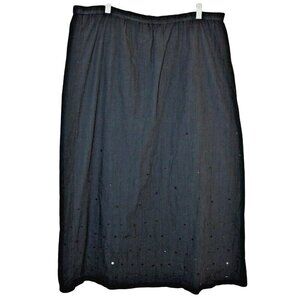 Addition Elle Vintage Crinkle Broomstick Skirt Plus 20 Lagenlook Black Sequin